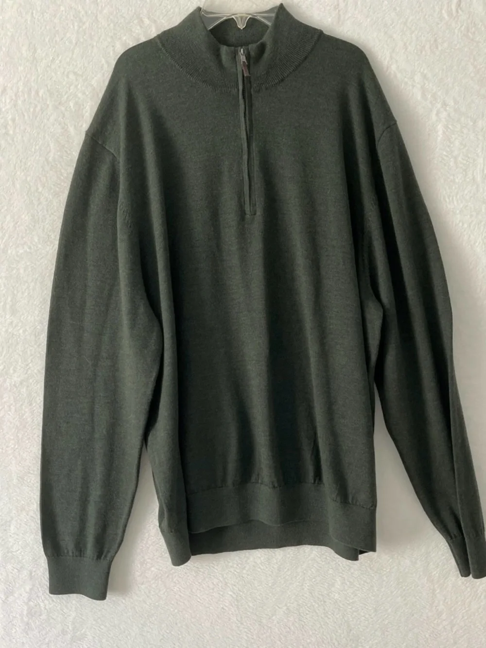 Fairway & Greene Mens XXL Green 100% Baruffa Merino Wool Quarter Zip Sweater